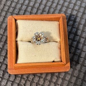 James Avery Silver and Gold Floral Ring